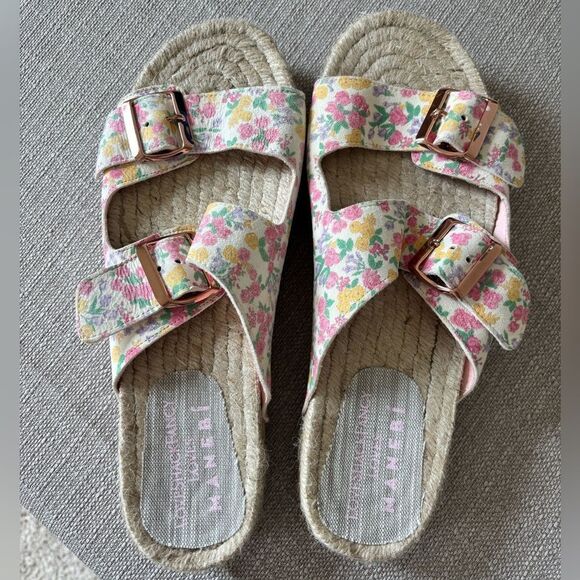 LoveShackFancy x Manebí Nordic Floral Leather Espadrille Slides✨ - Picture 3 of 12